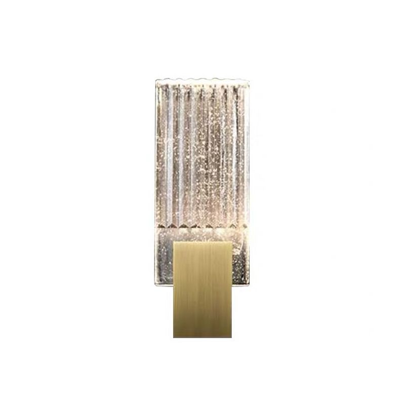 Modern Brass Wall Light Rectangle Wall Sconce with Crystal for Living Room