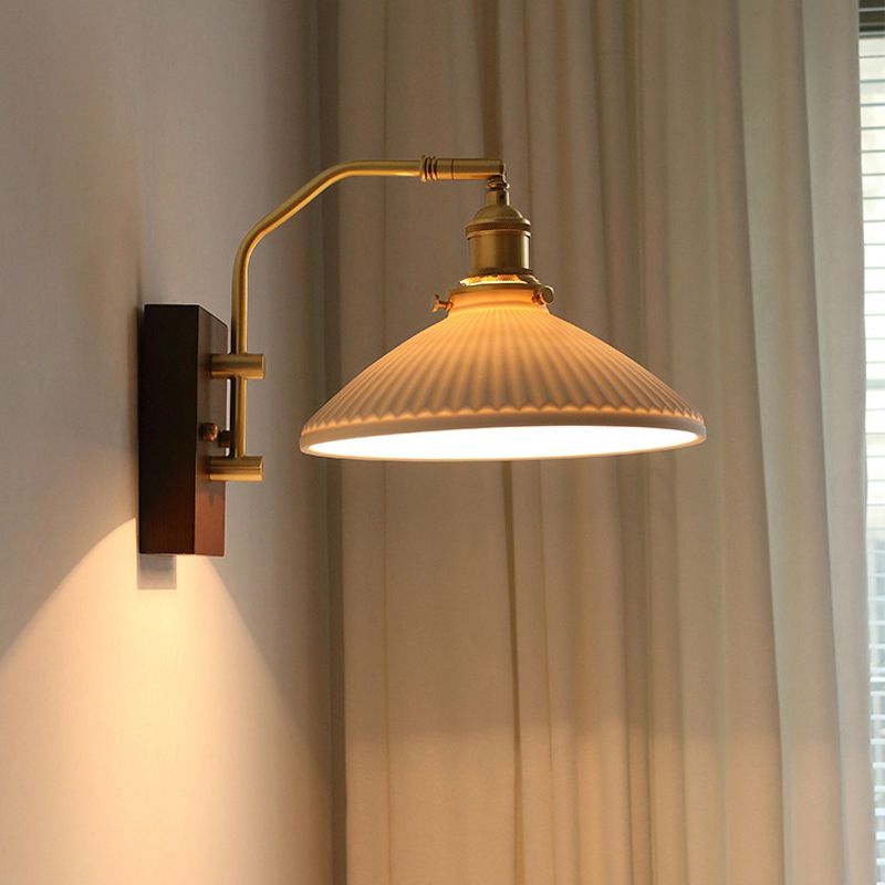 Simple Ceramic Shade Wall Light Fixture Modern Wall Light Sconce for Bedroom