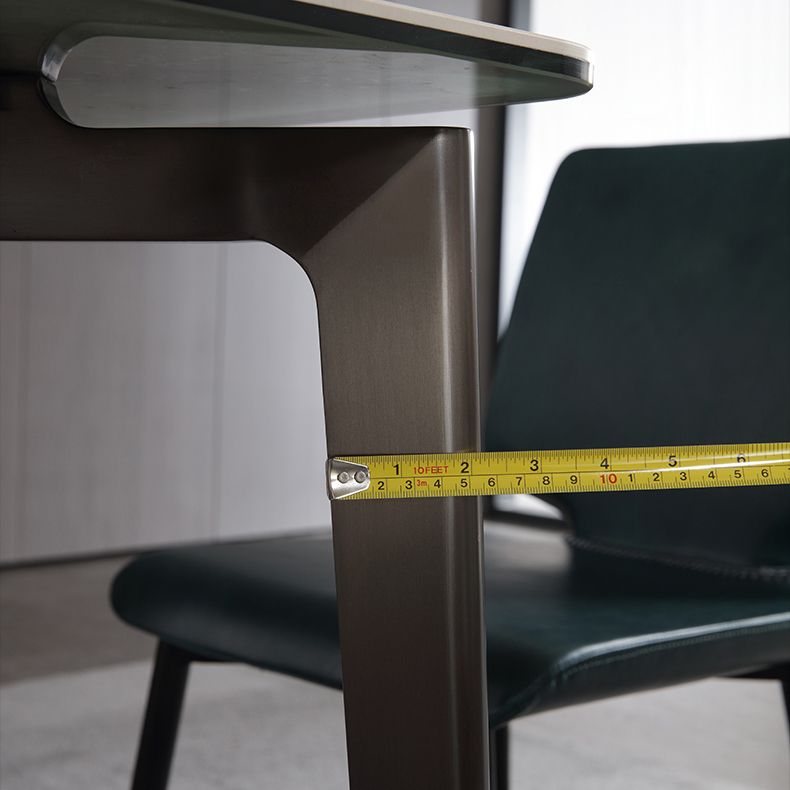 Mesa de comedor de piedra sinterizada, mesa rectangular de 4 patas de estilo lujoso para el hogar