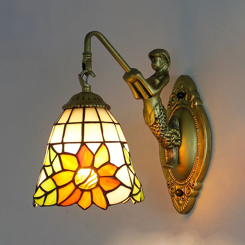 Tiffany Glass Vanity Light Creative Wall Light Sconce for Washroom