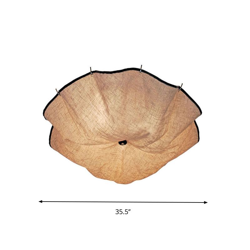 5 Bulbs Bedroom Flushmount Lighting Modernist White Ceiling Flush Mount Light with Floral Fabric Lampshade