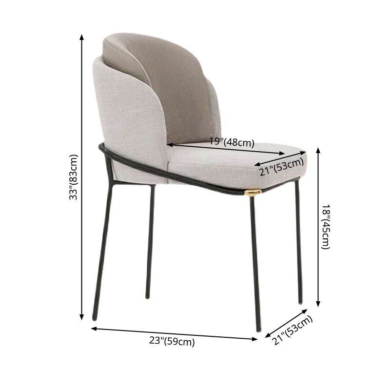 Contemporary Metal Dining Room Chairs Armless Upholstered Side Chairs for Home Use