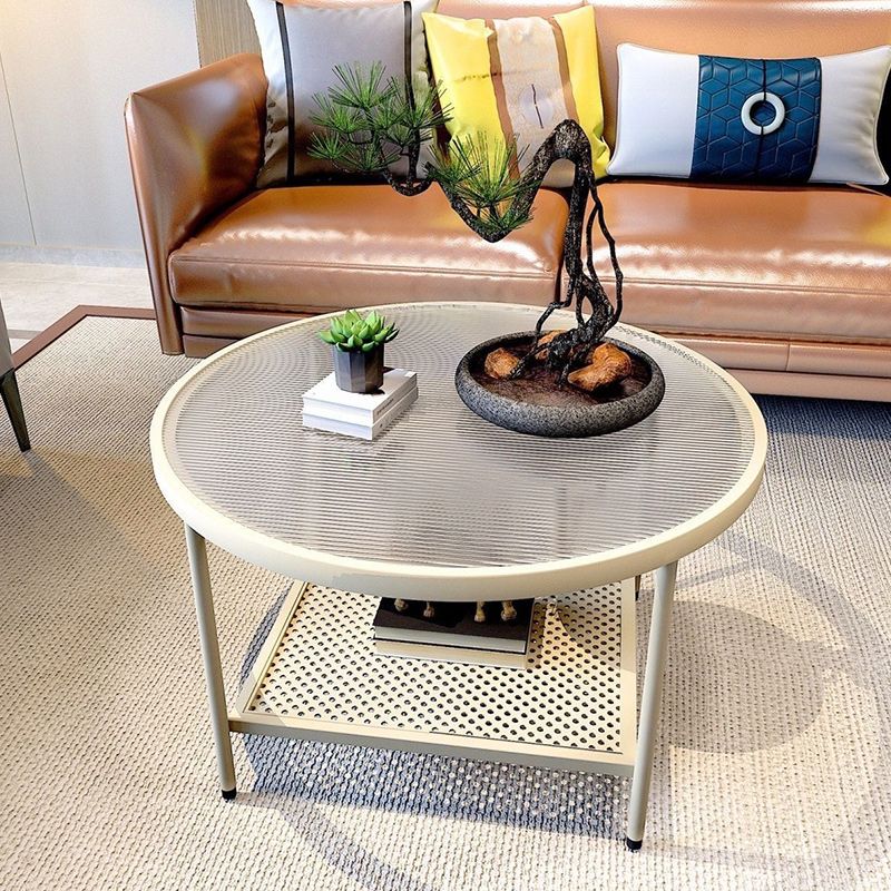 Glass Round Coffee Table 4 Legs Base Type Nesting Cocktail Table