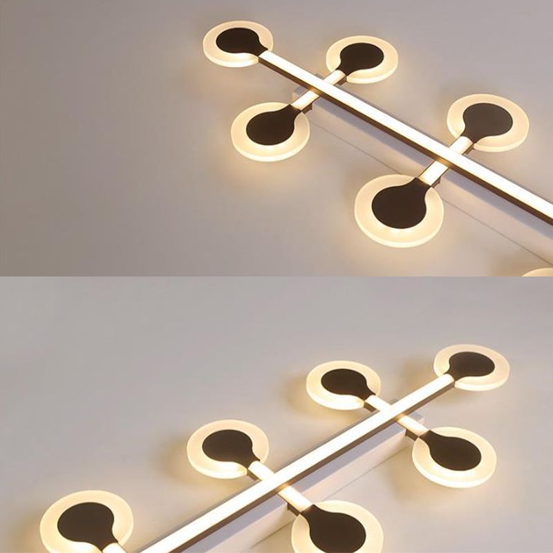 Circle Flush Mount Contemporary Acrylic 8/10/12 Bulbs 31.5"/39"/47" Wide Brown Close to Ceiling Lamp in Warm/White Light