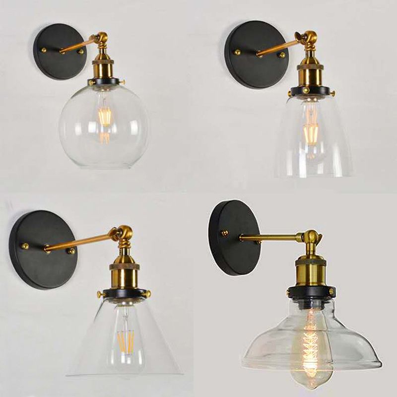 Amerikanischer Vintage -Stil Wandbeleuchtung Metall Armglas Schattenleuchte für daneben