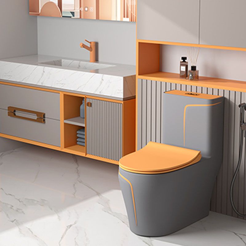 Orange Household Toilet Siphon Jet Toilet All-In-One Ceramic Toilet