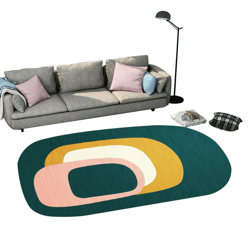 Postmoderner geometrischer abstrakter Teppich, mehrfarbiger Polyester-Teppich, waschbar, rutschfeste Unterseite, haustierfreundlicher Teppich zur Dekoration