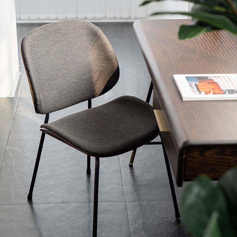 Minimalist Style Linen Fabric Dining Chair Open Back Dining Side Chair for Kitchen