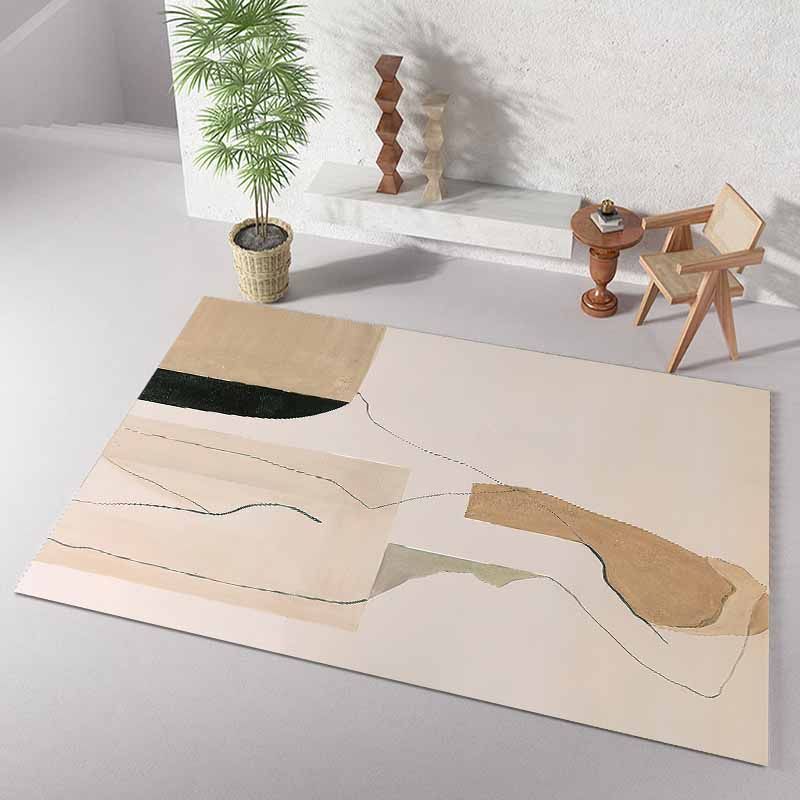 Bold Washable Indoor Rug Contrast Panel Area Rug Stain Resistant Polyster Rug for Living Room