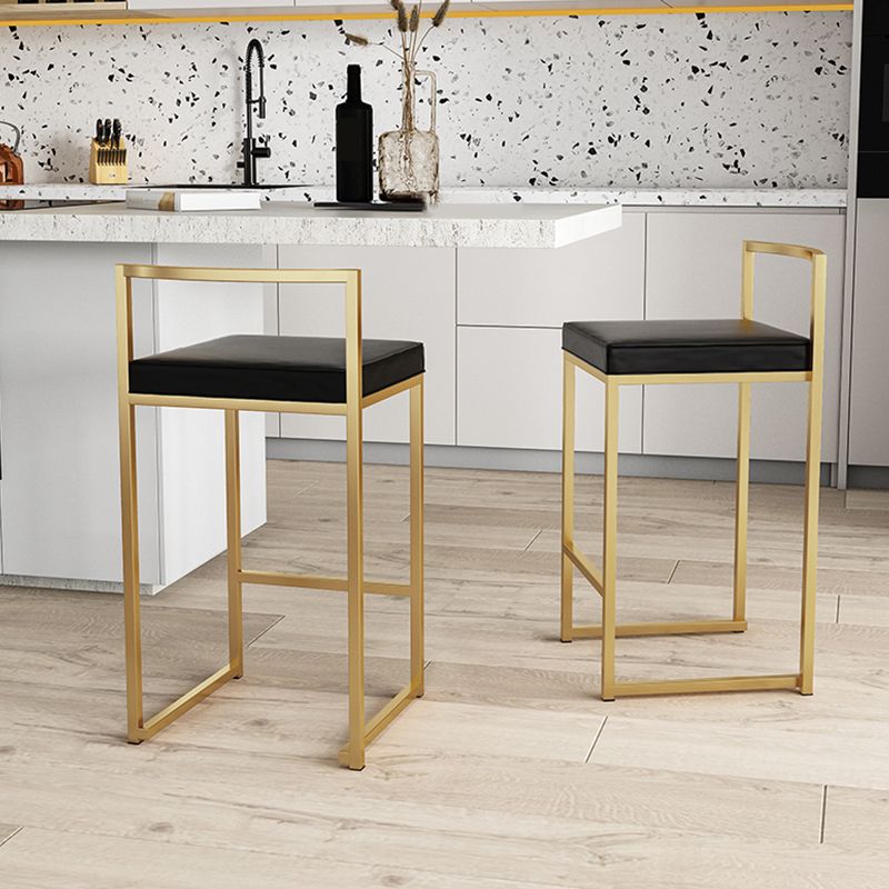 Glam Footrest Upholstered Bar Stool Matte Finish Home Low Back Stool