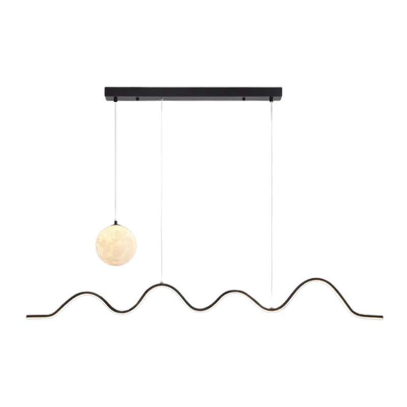 Modern Style Linear Shape Island Lights Metal 2 Light Chandelier for Living Room