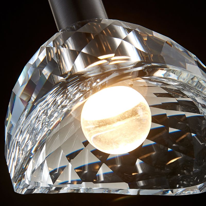 Pendre en cristal noir en cuivre de style luxe moderne lampe à suspension géométrique pour chambre à coucher
