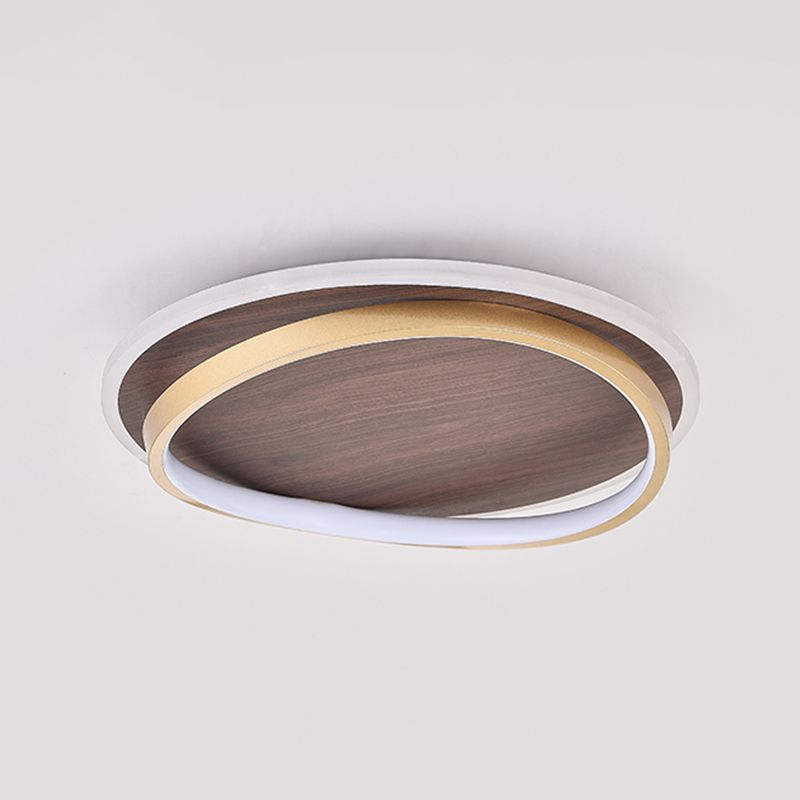 Brown Geometric Shape Flush Mount Modern Metal Ceiling Light Fixture with Acrylic Shade