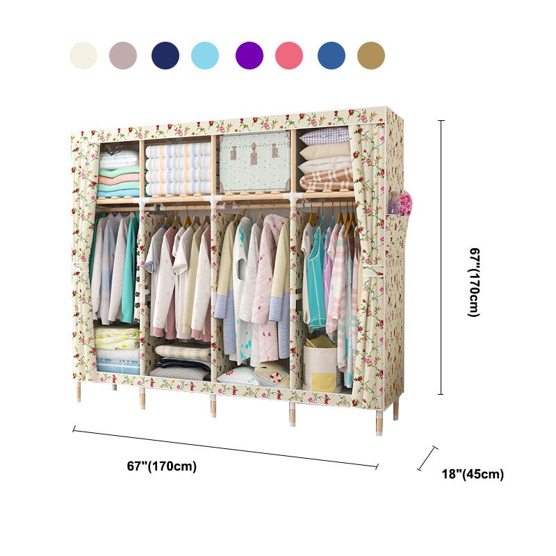 Metal Modern Armoire Shelves Storage Wardrobe Closet with Garment Rod