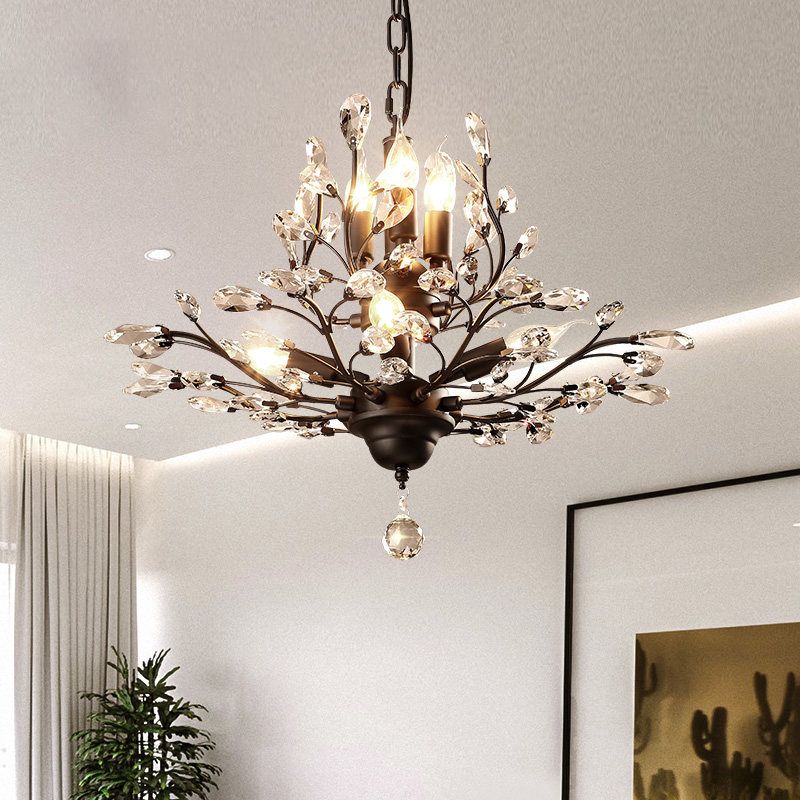 Candilla Bombilla desnuda Candelera de metal lágrima de lágrima de cristal con bola de cristal final