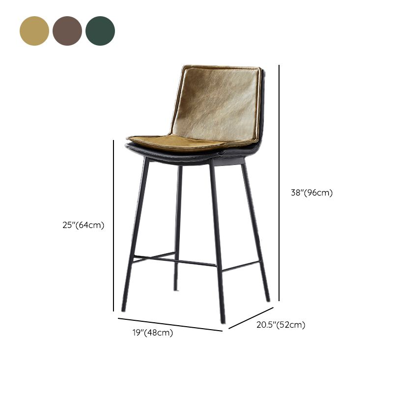 Contemporary Style Low Back Leather Armless Bar Stool with Metal Legs