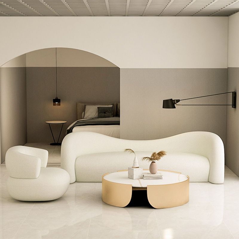Contemporary Camel Back Standard Sofa Fabric Tuxedo Arm Sofa