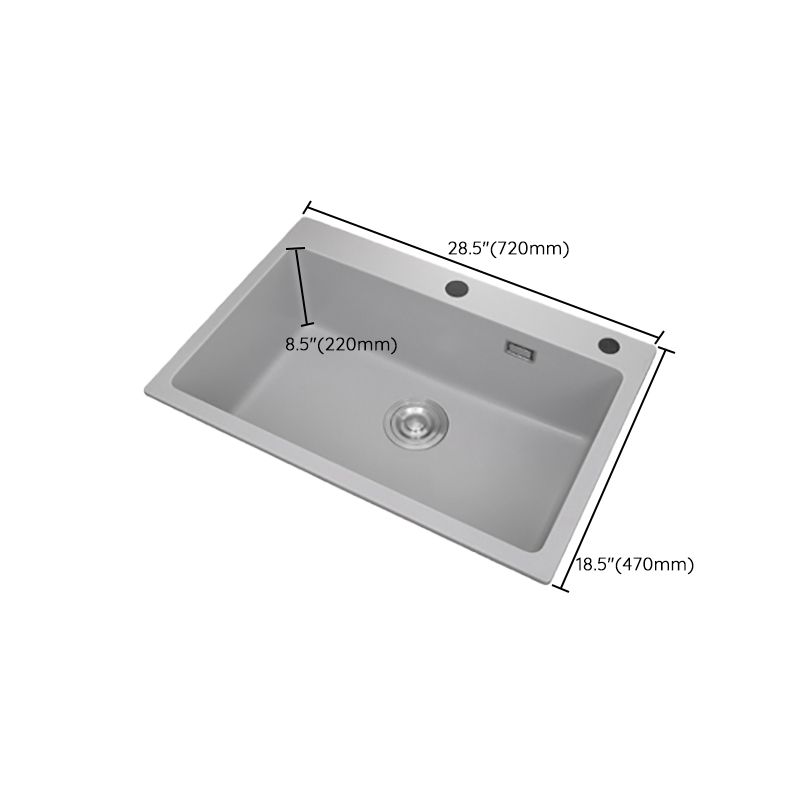 Modern Style Kitchen Sink Overflow Hole Design Drop-In Quartz Kitchen Sink