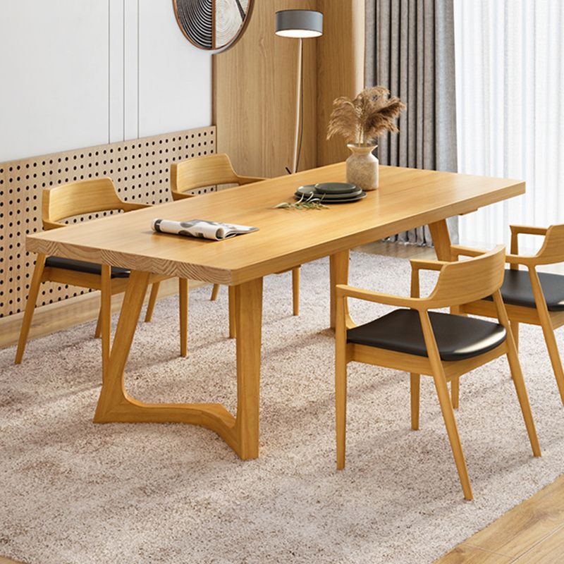 Rectangle Wood Color Dining Table Pine Solid Wood Table Modern with Double Pedestal