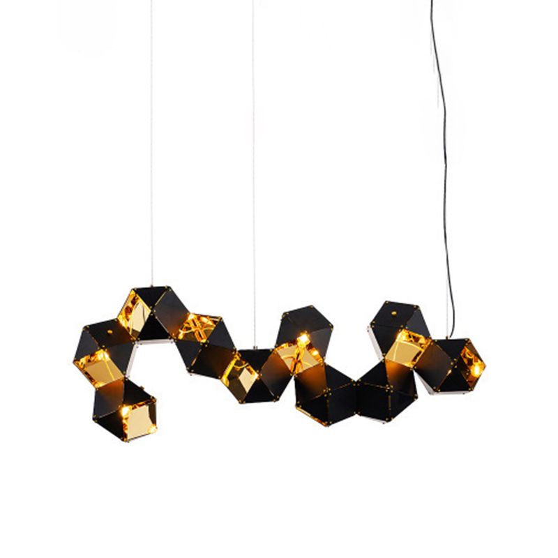 Contemporary Iron Kitchen Island Ceiling Light Geometric Island Hanging Light in Black