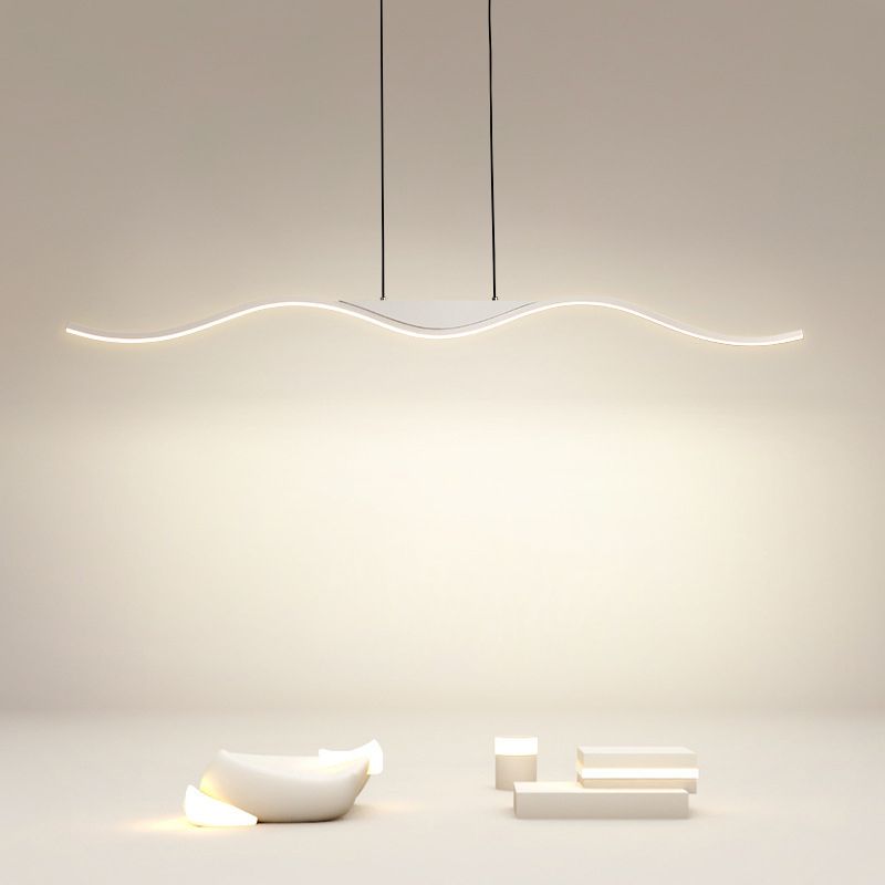 White Linear Kitchen Island Lighting Metal Square Ceiling Light for Living Room