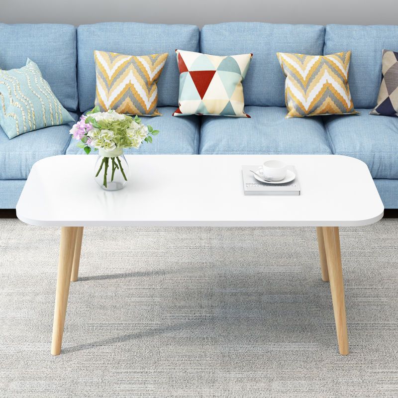 Modern 15.74" H Rectangle Coffee Table Wooden 4 Legs Cocktail Table