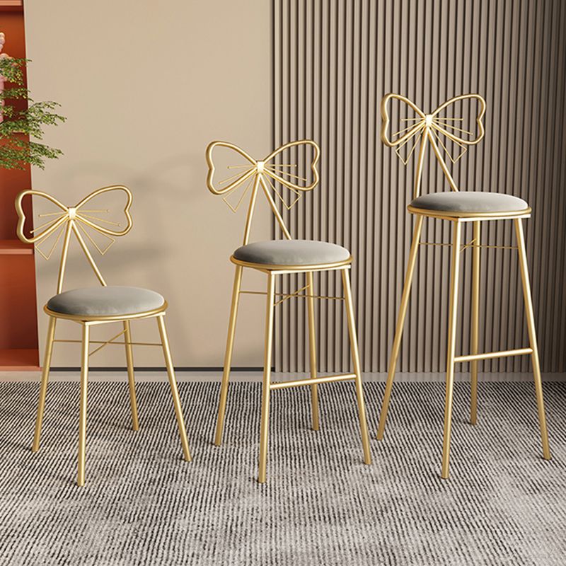 Glam Armless Backrest Counter Stool Iron Cashier Bar Stool with Cushion and Pedal