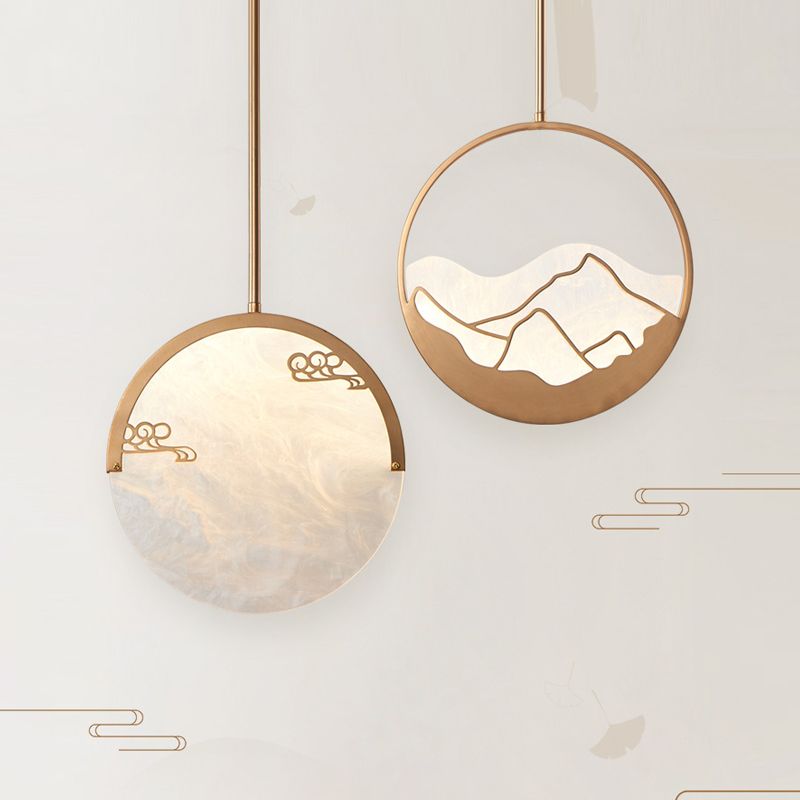 Pendentif de forme ronde en métal LED moderne LED suspendu suspendu pour le salon