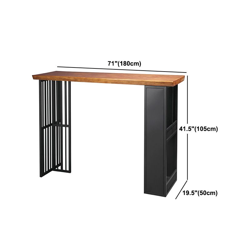 Indoor Glam Pub Set Natural 1/2/3 Pieces Wood and Metal Pub Table Set with Storage