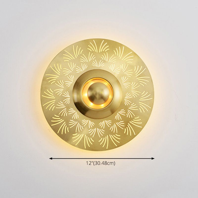 Round Disc Sconce Light Fixture Nordic Minimalist Style Copper  1 Light Sconces