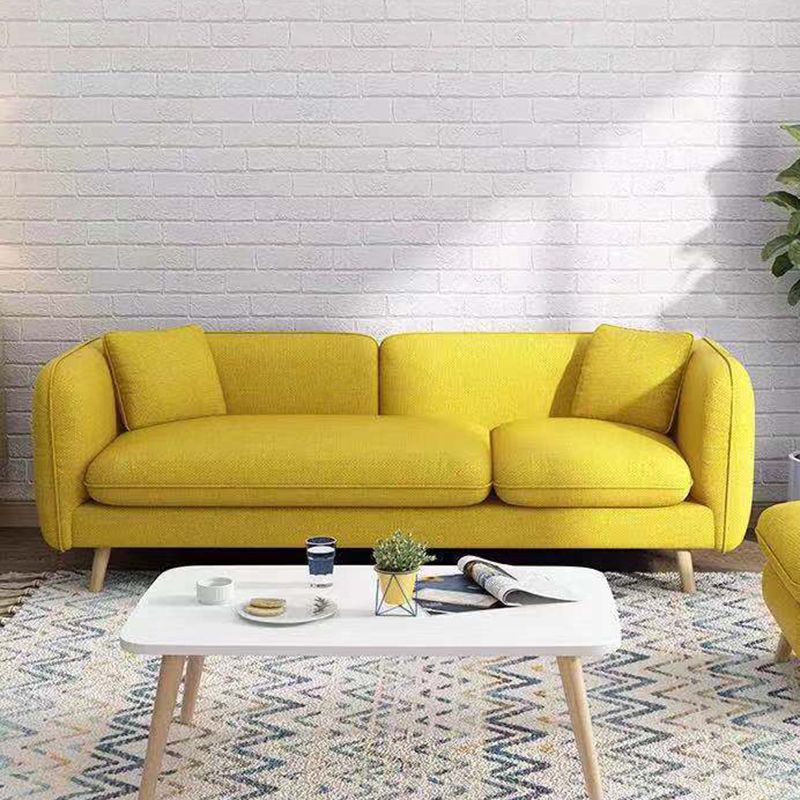 Contemporary Slipcovered Living Room Square Arm Cushions Seating