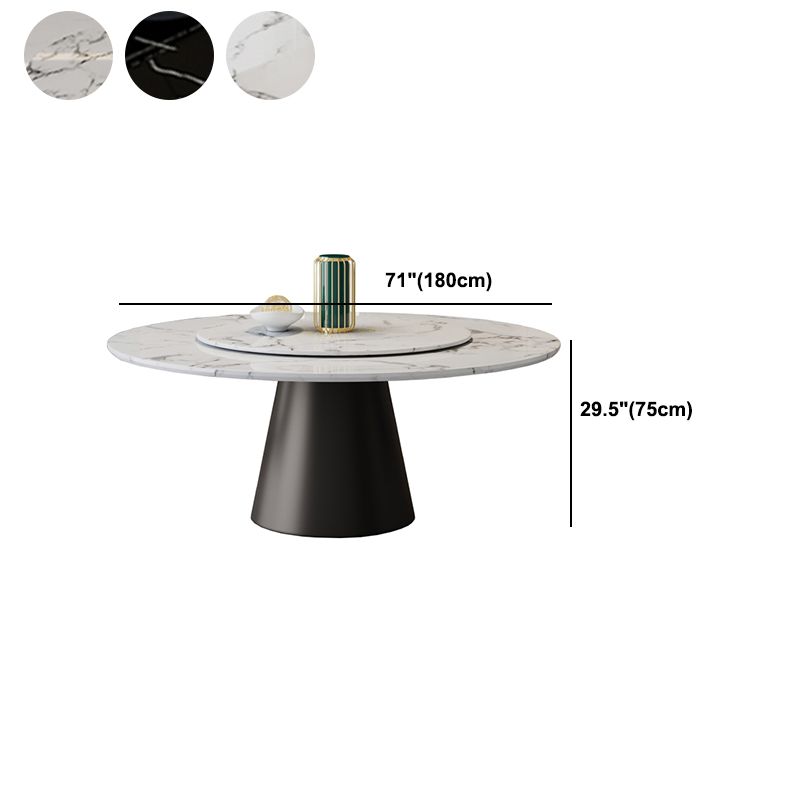 White-black Stone Round Table Turntable Home Furniture with Pedestal Base