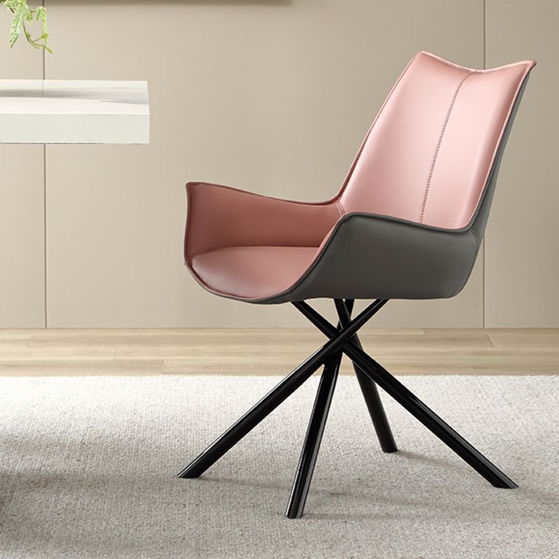 Industrial Style Arm Chair Upholstered Dining Arm Chair for Living Room