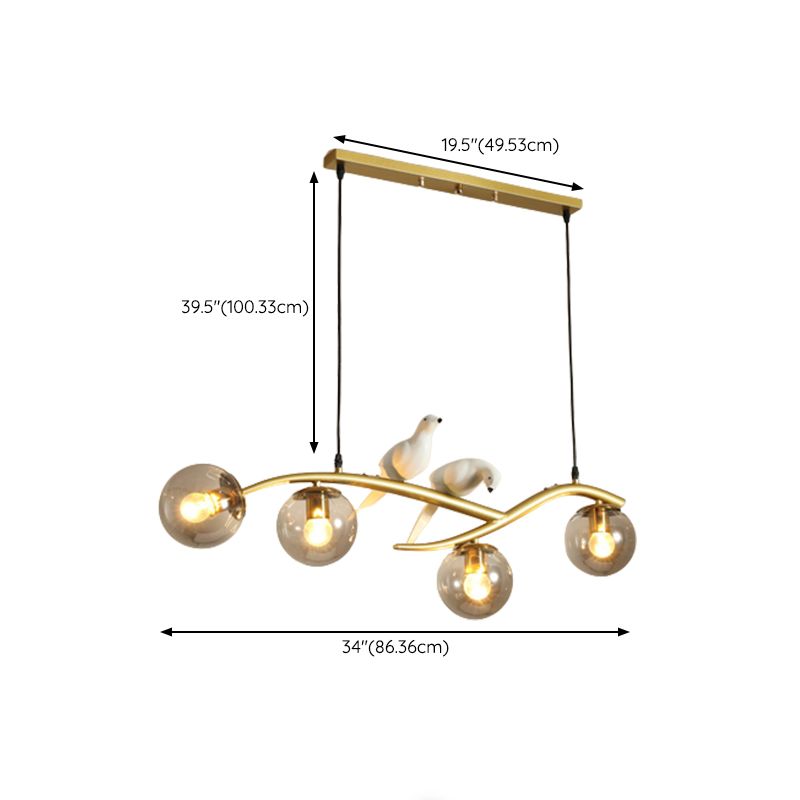 Glass Globe Shaded Ceiling Light Modern Black/Golden Kitchen Island Lighting for Foyer