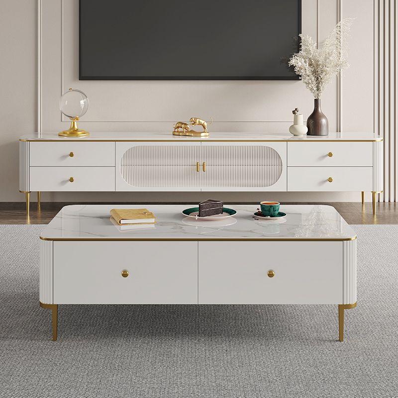 Enclosed Storage Stand Console Glam TV Media Console with Drawers