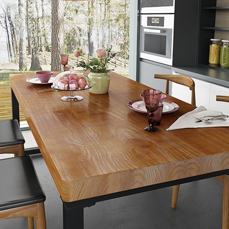 Industrial 1/2/5 Pieces Furniture Solid Wood Rectangle Dining Room Set in Brown