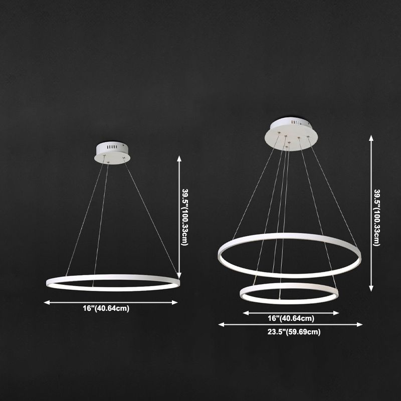 Modern Style Multi-Tier Pendant Chandelier Metal Mutil Lights Suspended Lighting Fixture in White