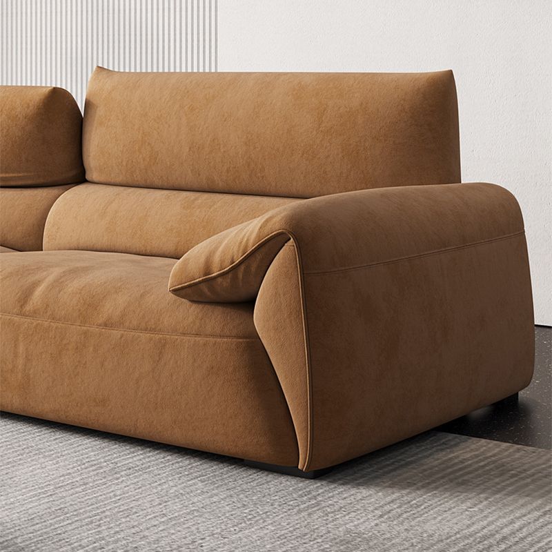 Adjustable Sewn Pillow Back Sofa Modern Pillow Top Arm Sofa in Brown
