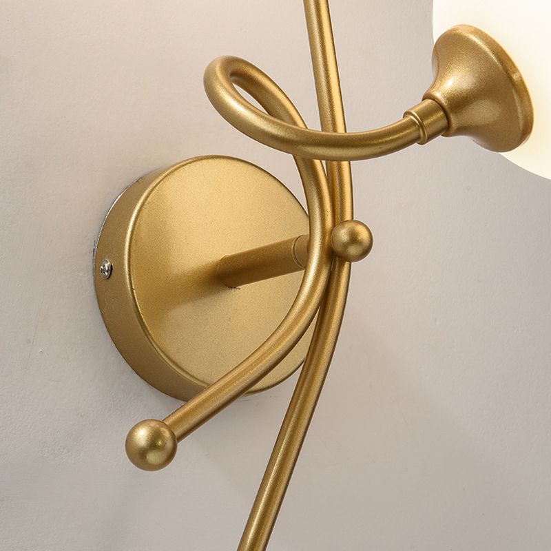 Modern Style Globe Shade Wall Light Glass 2 Lights Sconces for Bedroom