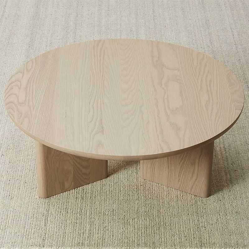 Contemporary Solid Wood Coffee Table Round Abstract Coffee Cocktail Table