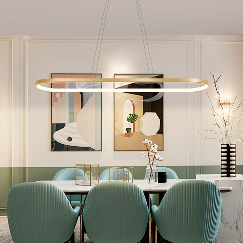 Estilo moderno forma lineal colgante metal luz 1 accesorio de iluminación colgante de luz en oro