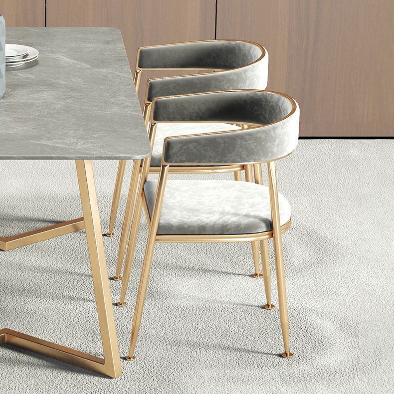 Metal Traditional Luxury Rectangle Table Sintered Stone Table with Sled Base