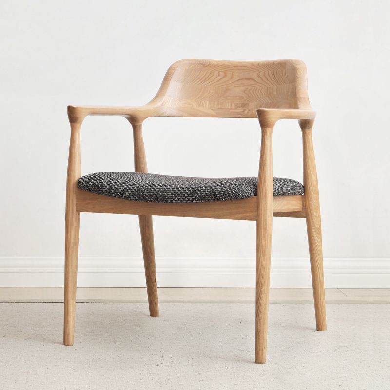 Modern Style Arm Chair Wood Open Back Dining Room Chair for Kitchen