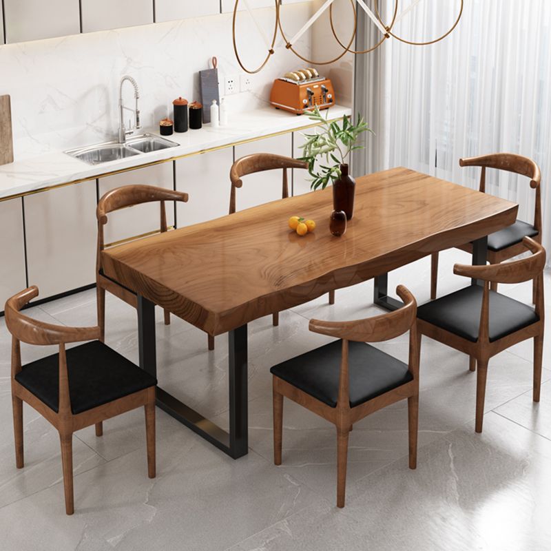 Industrial Solid Wood Dining Table Set 1/4/5/7 Pieces Brown Dinette Set for Home