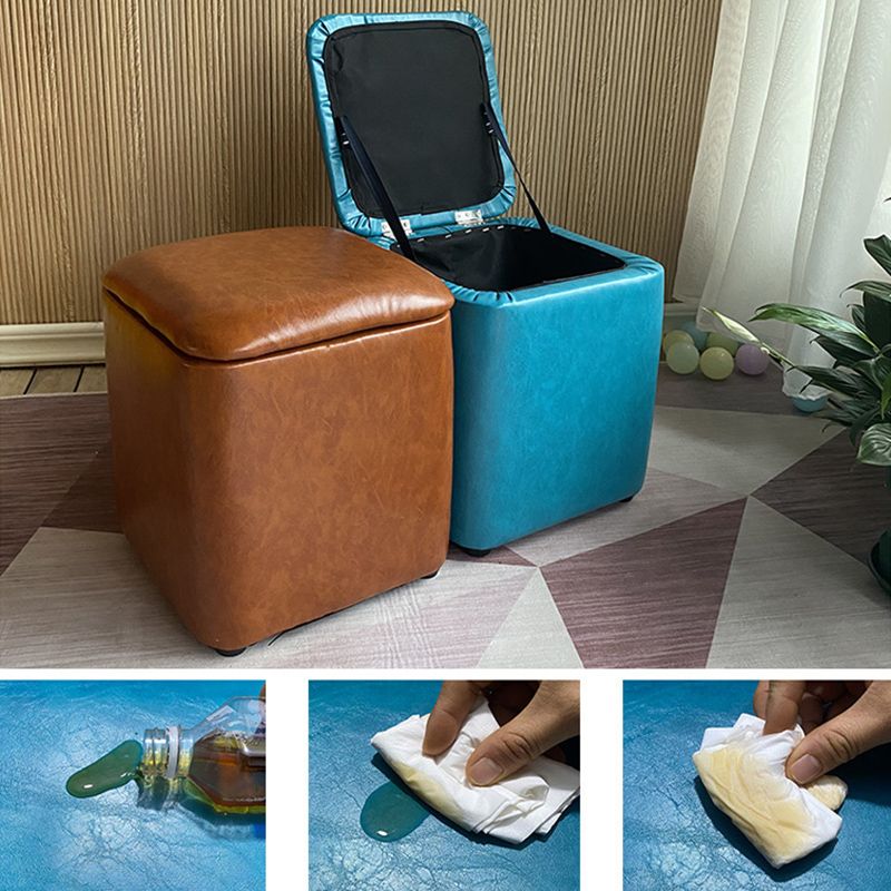 Solid Ottoman Modern Stain Resistant Faux Leather Ottoman with Storage