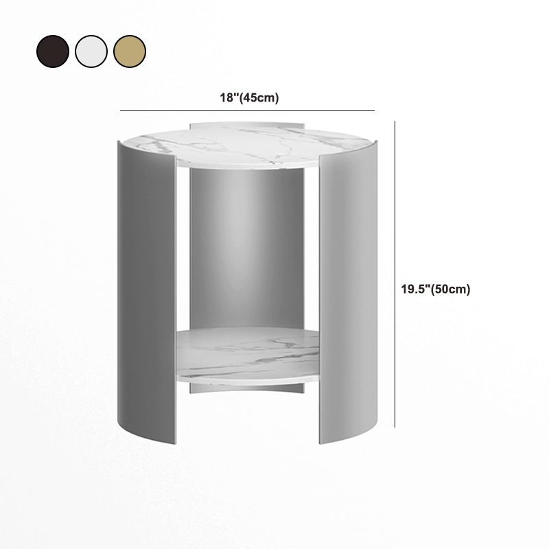 Modern Stone Round Side Table 19.69" Tall 3 Legs End Table with Storage