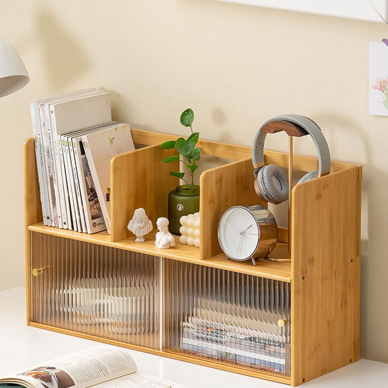 Contemporary Open Back Horizontal Bookshelf Bamboo Bookshelf for Office