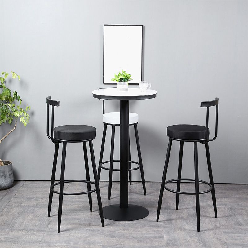 Industrial Metal Barstool Faux Leather Cushion Low Back Counter Stool with Legs for Home