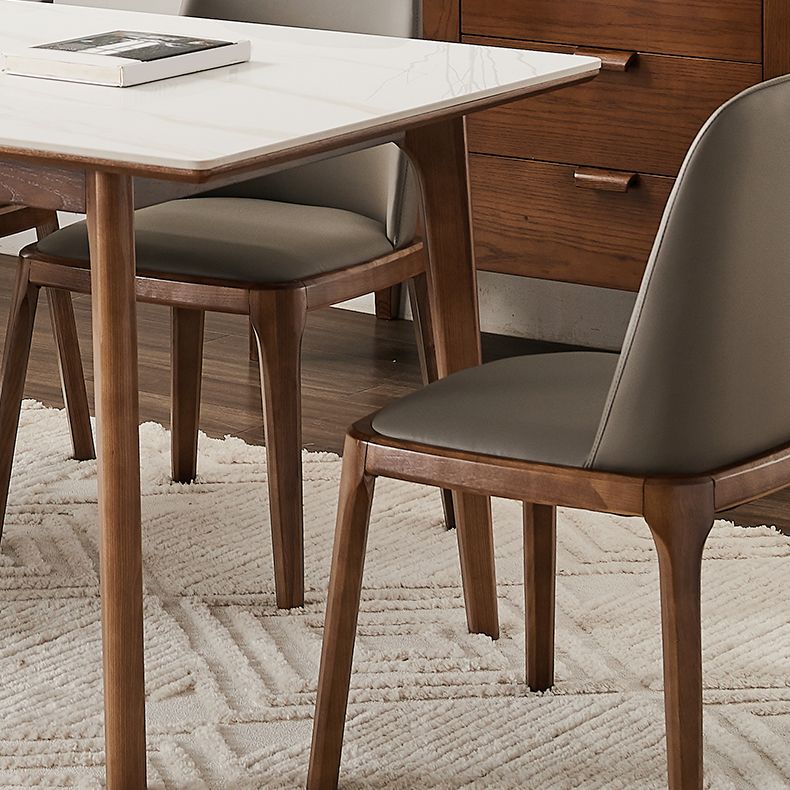 Contemporary White Rectangular Stone Dining Table with 4 Foot