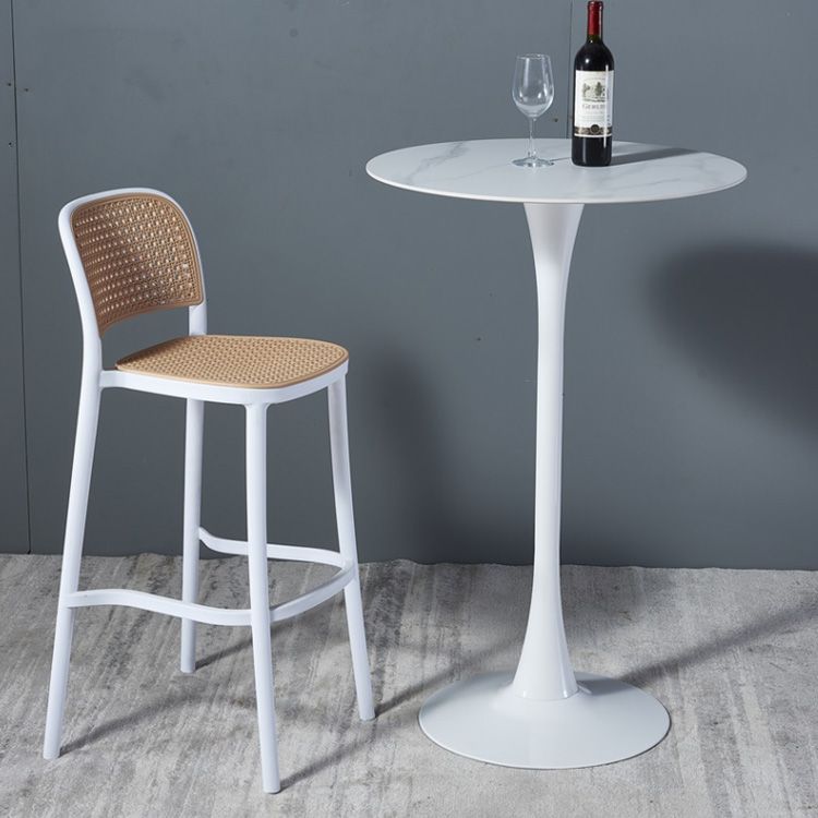 Nordic Style Bar-stool Square Counter Bar Stool with Plastic Legs for Kitchen
